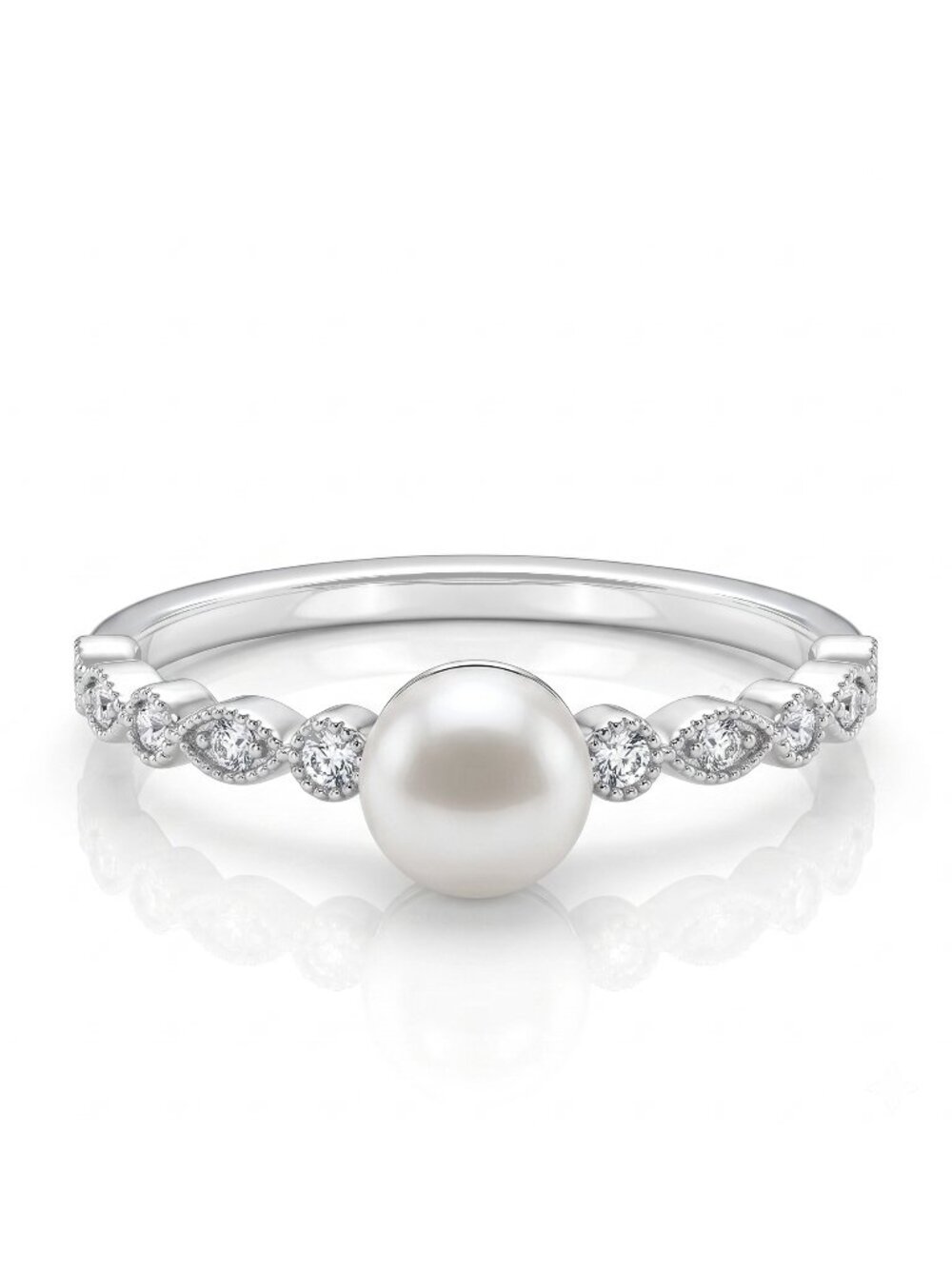 Dainty Pearl Ring, 925 Sterling Silver Charmed Aroma